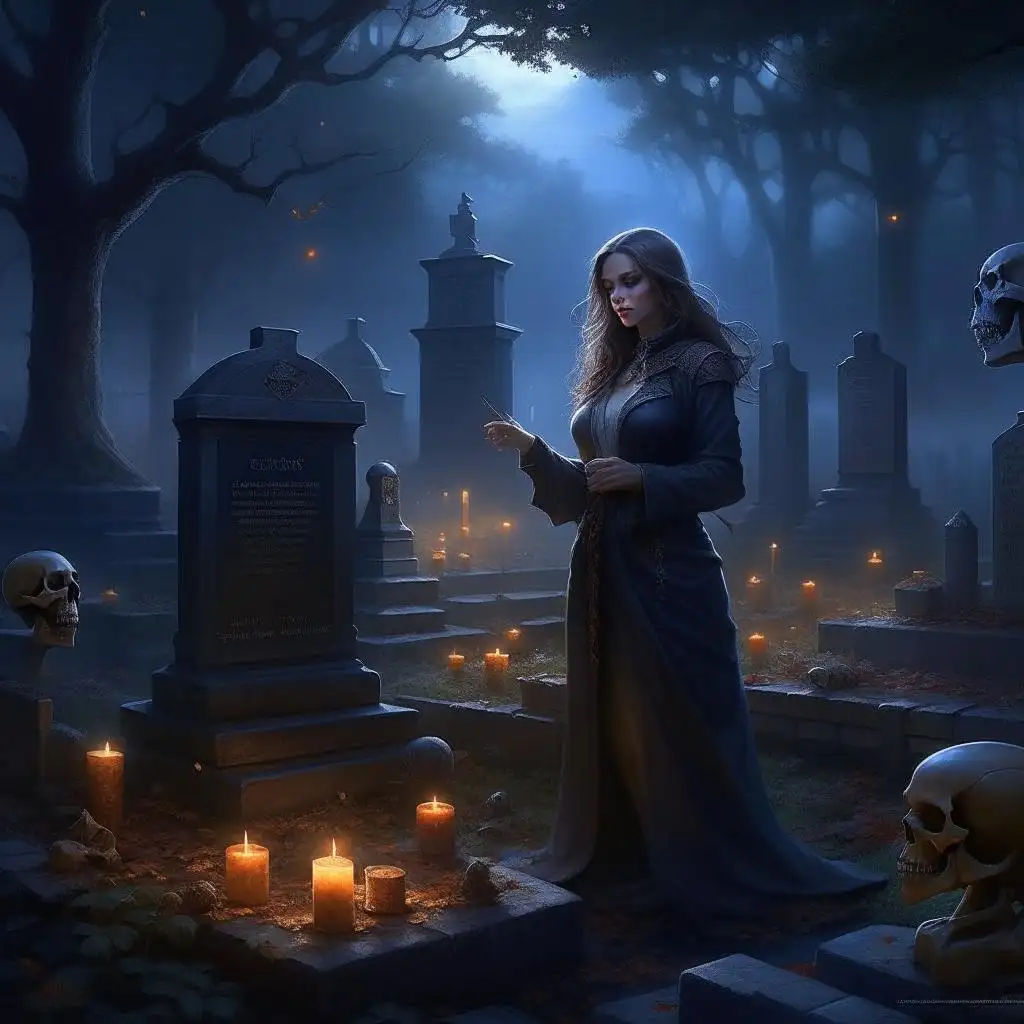Ведьма Аллёна на кладбище наводит порчу на болезнь