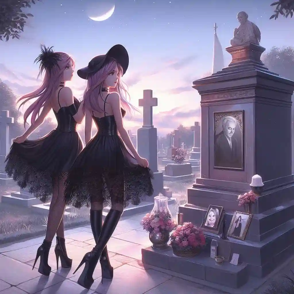 Каролина с подругой на кладбище