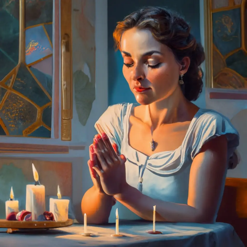 Девушка зажгла церковную свечу и придалась молитве о снятии порчи
