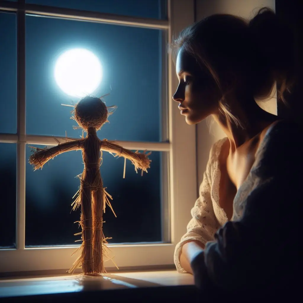 Девушка снимает приворот на куклу