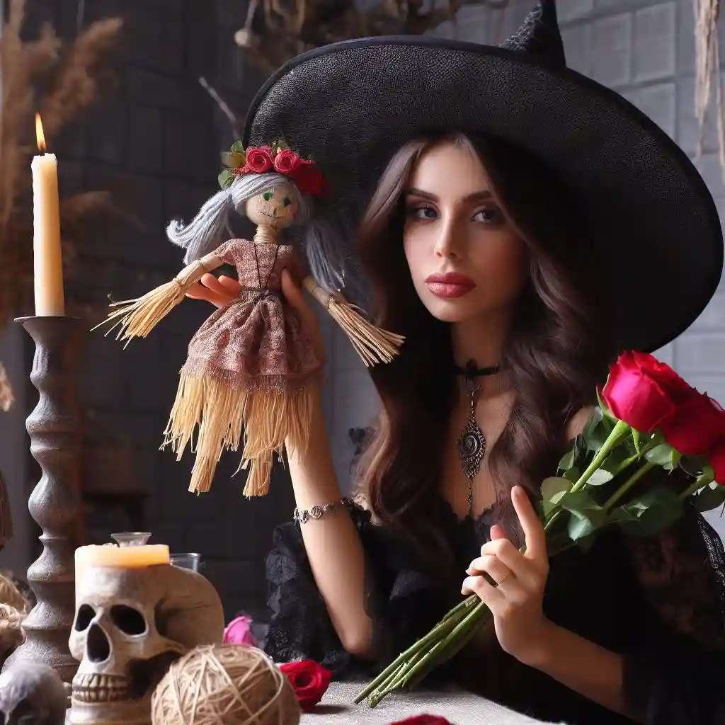 Девушка держит в руках куклу Вольт для ритуалов