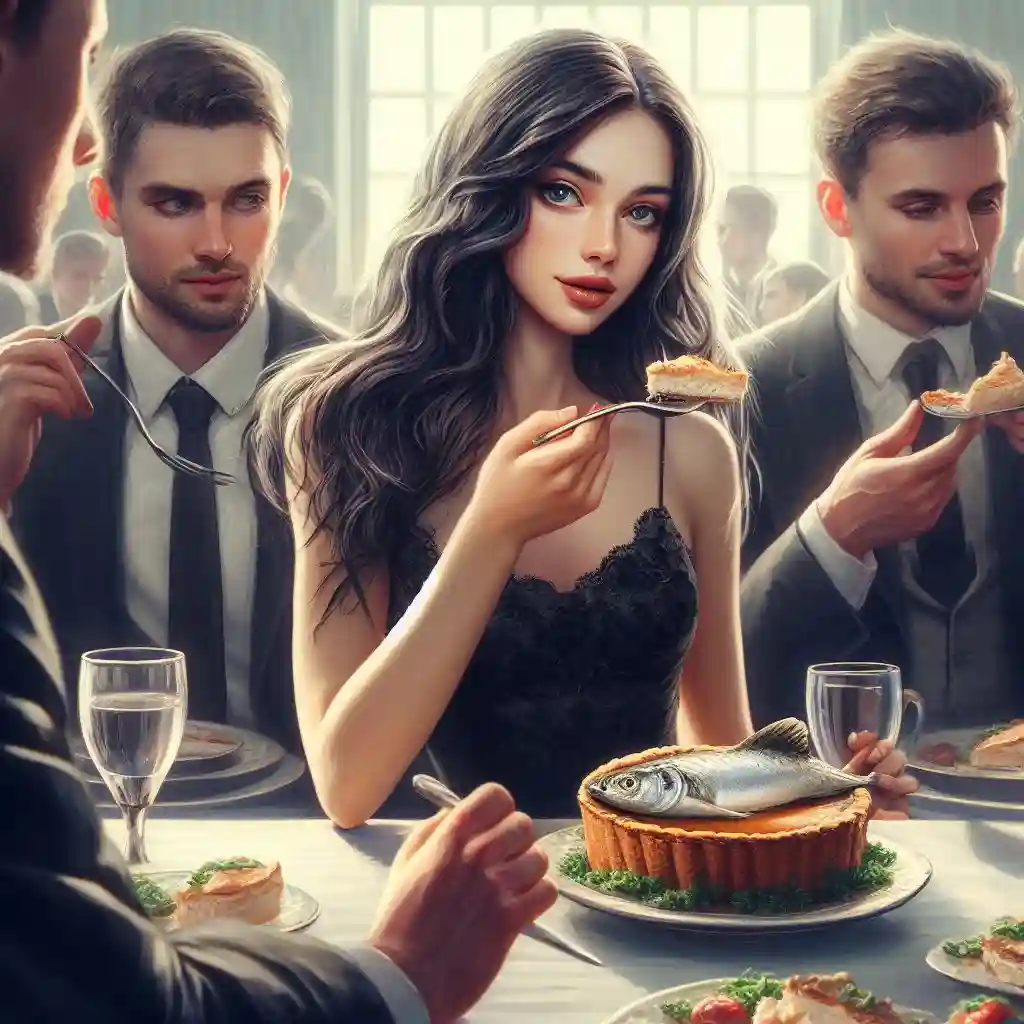 Мариска, Толик, Игорёк, и Вовка, едят пирог