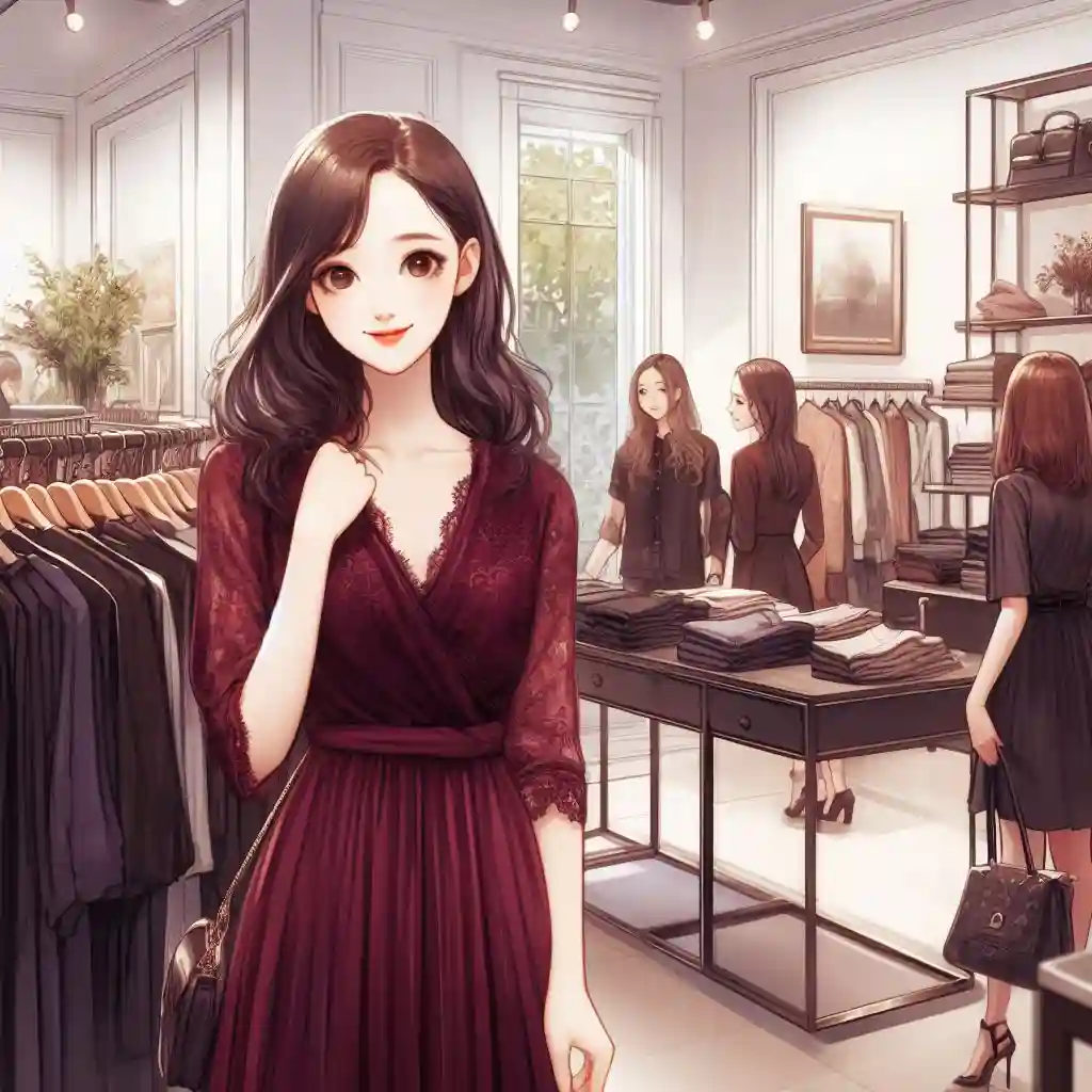 Элизабет в магазине одежды